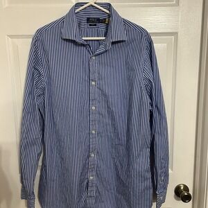 Polo Ralph Lauren Slim Fit Button Striped LS Shirt Blue And White Mens Size XL